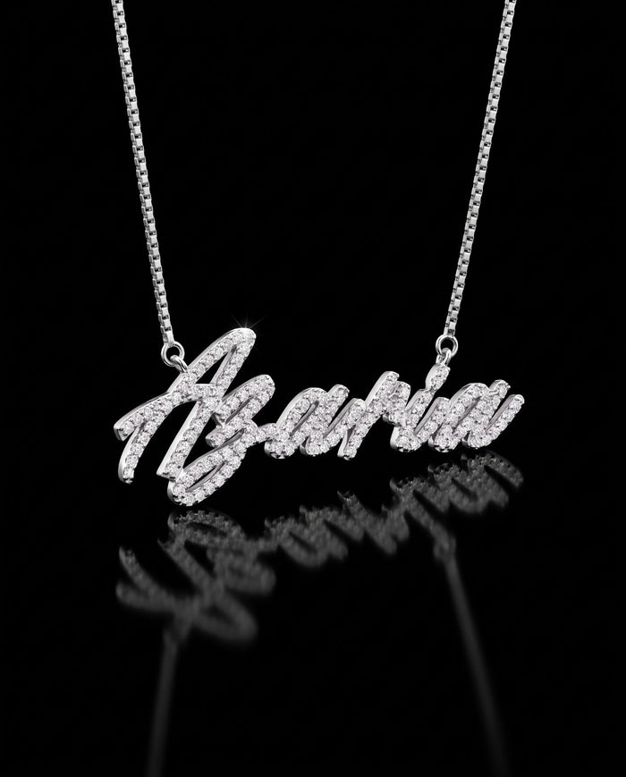 Azaria Nameplate custom pendant by AVM Gems