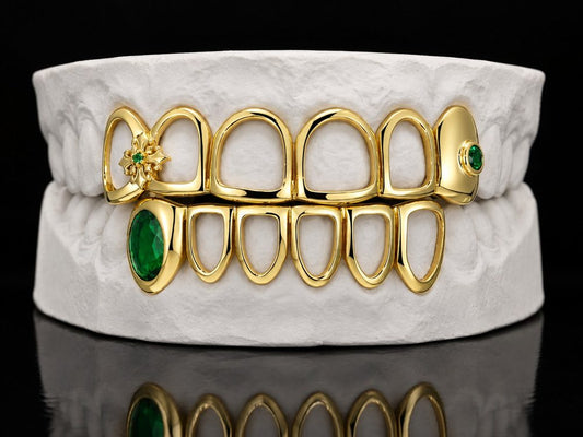 Emerald Open custom grillz by AVM Gems