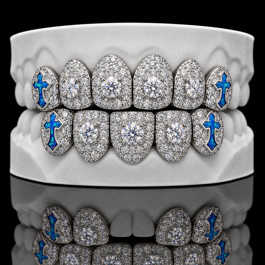 Blue Cross custom grillz by AVM Gems