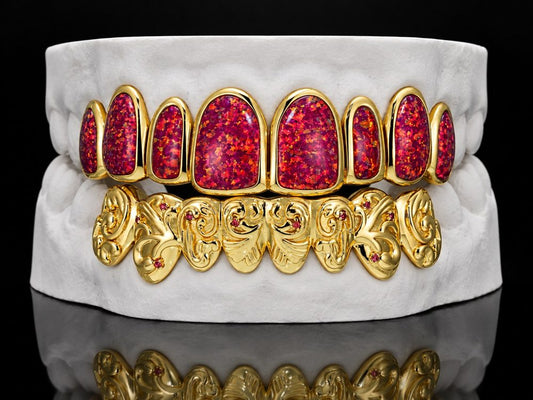 Red Opal custom grillz by AVM Gems