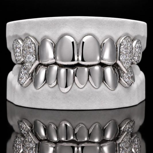 White Solid and Ice custom grillz by AVM Gems