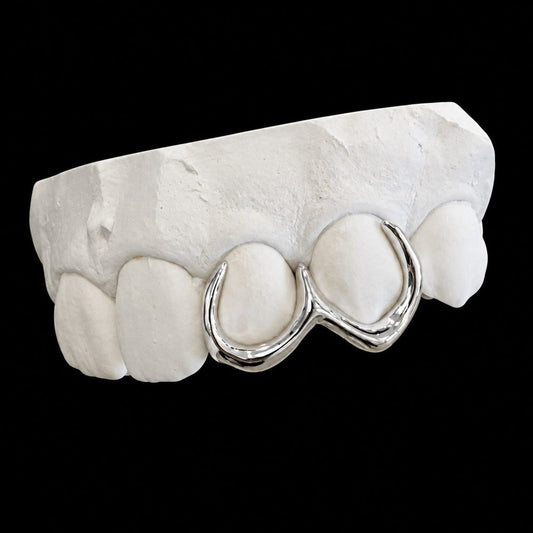 Open Pair White custom grillz by AVM Gems